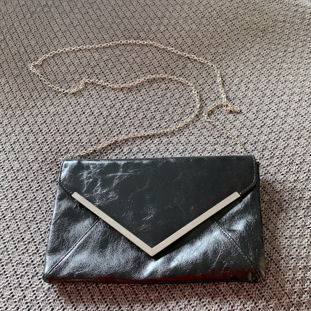 INC Black Envelope Clutch/Purse with Chain